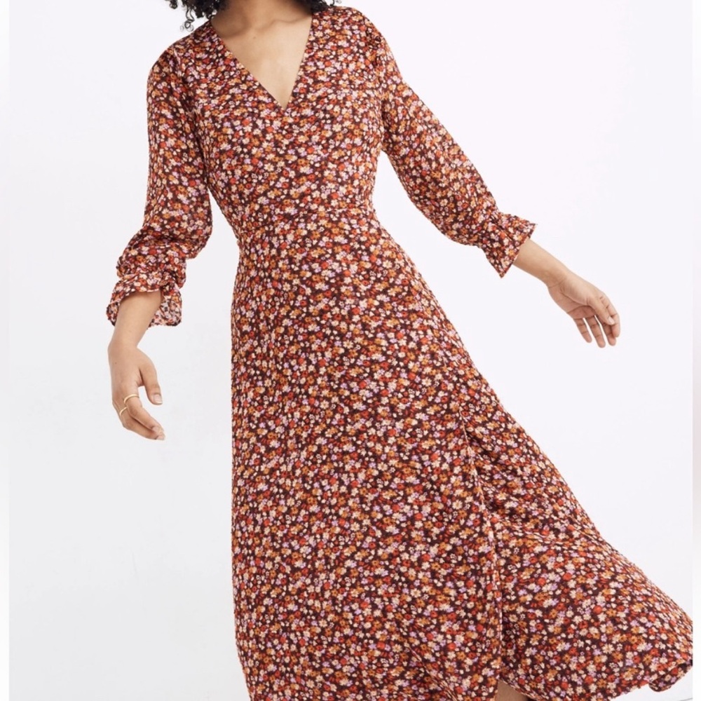 Madewell crossover midi dress - size 0 - Picture 1 of 7